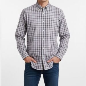 Brooks Brothers Mens Purple Plaid Button Down Shirt Size Large Cotton Non Iron